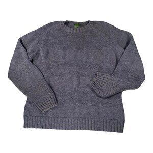 Timberland Sweater Mens L Cotton Gray Chunky Heather Pullover Log Cabin Grandpa